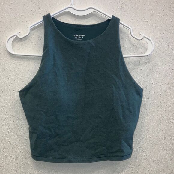 Old Navy Active Powerchill Light Support go dry padded Dark Teal crop top small - Picture 1 of 4